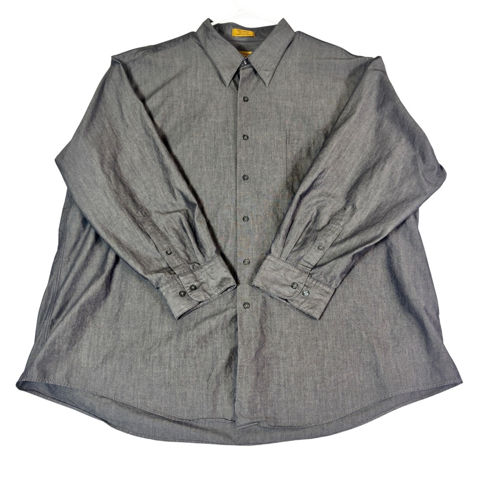 Todays Man Mens Charcoal Gray Cotton Button Down Shirt 18.5 32/33 Long Sleeve